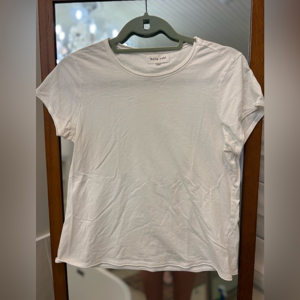 bella dahl White Crewneck Short Sleeve Tee 100% cotton made in USA size S